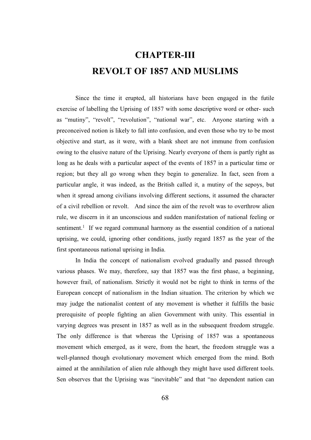 Chapter-Iii Revolt of 1857 and Muslims