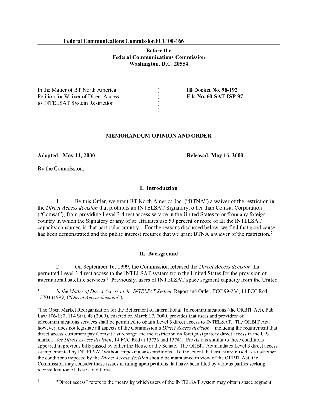 Federal Communications Commission FCC 00-166