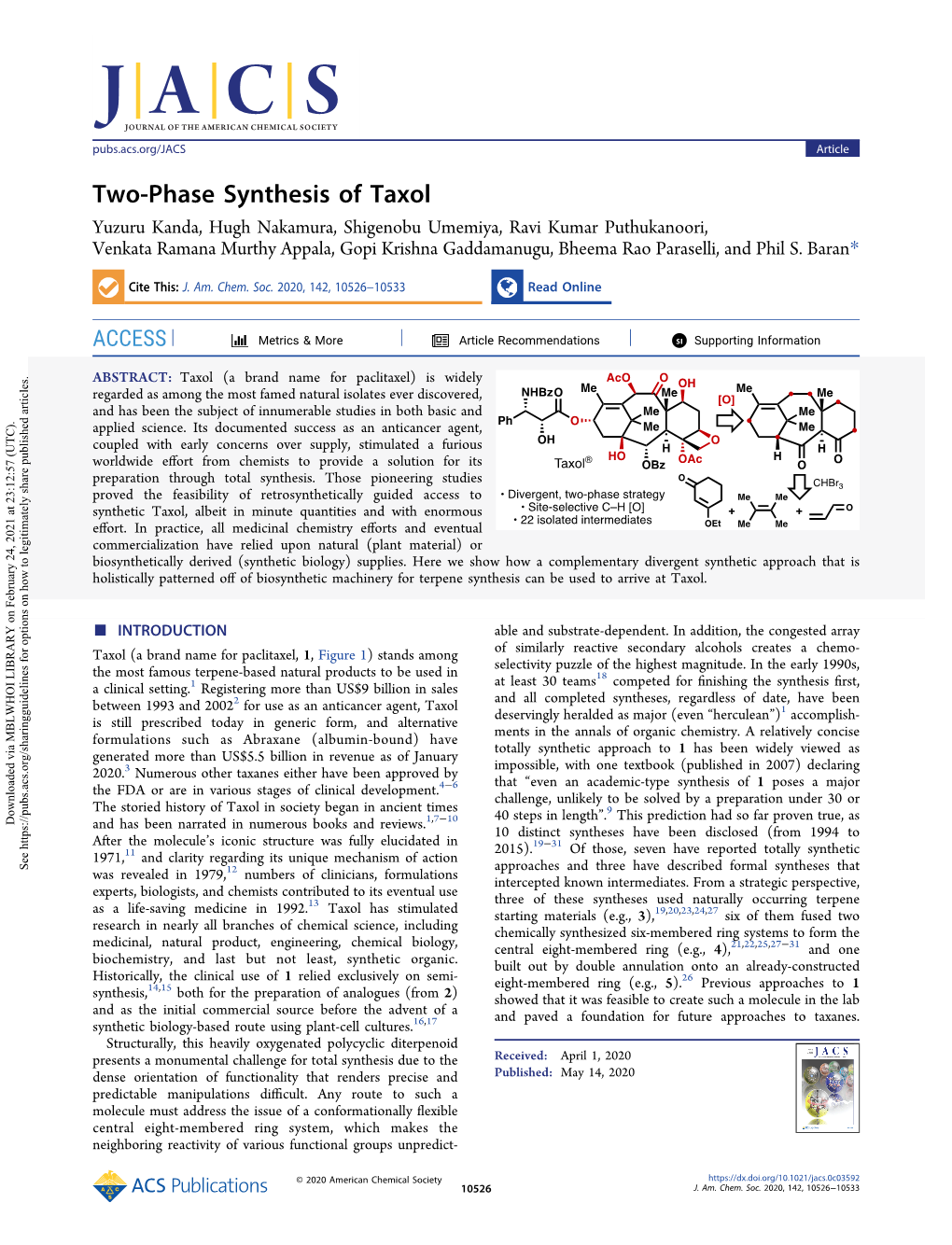 Two-Phase Synthesis of Taxol