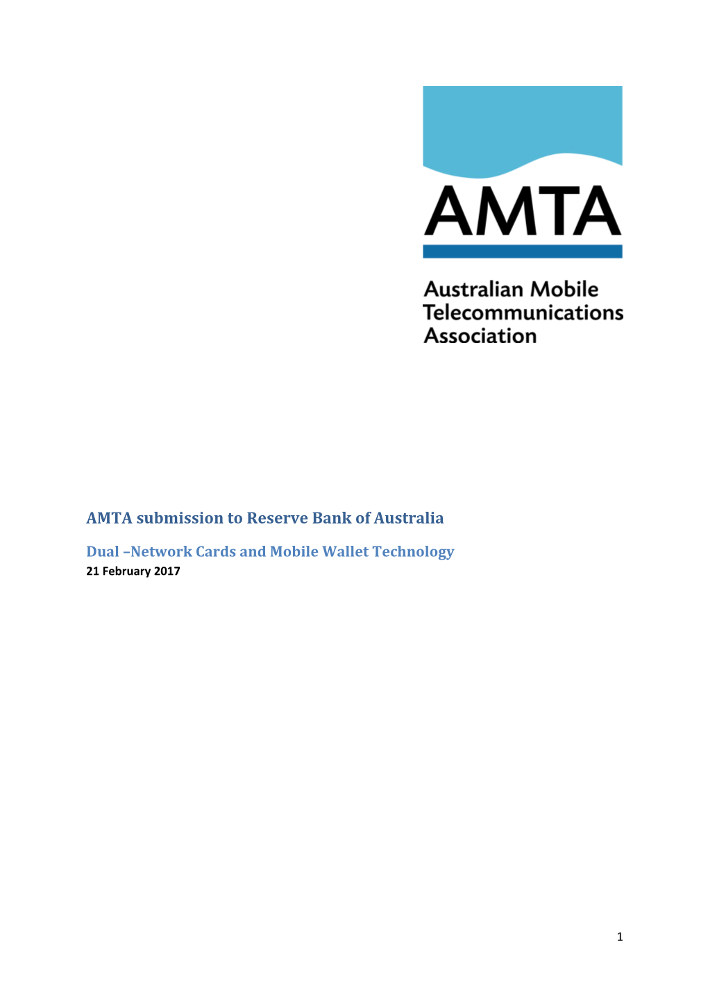 AMTA Submission to Reserve Bank of Australia