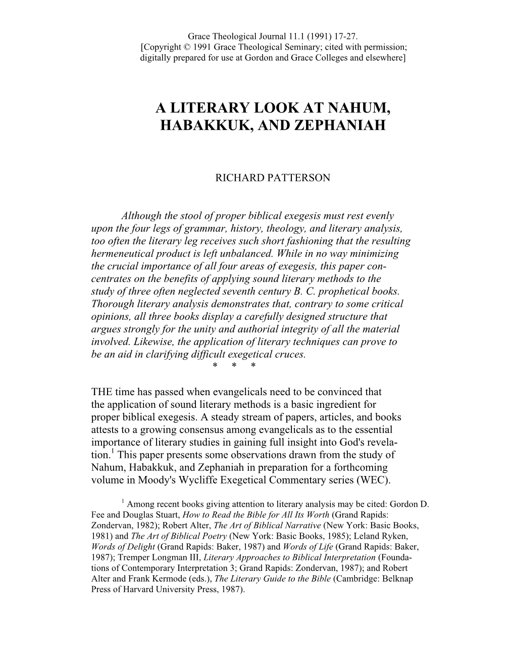 A Literary Look at Nahum, Habakkuk, and Zephaniah