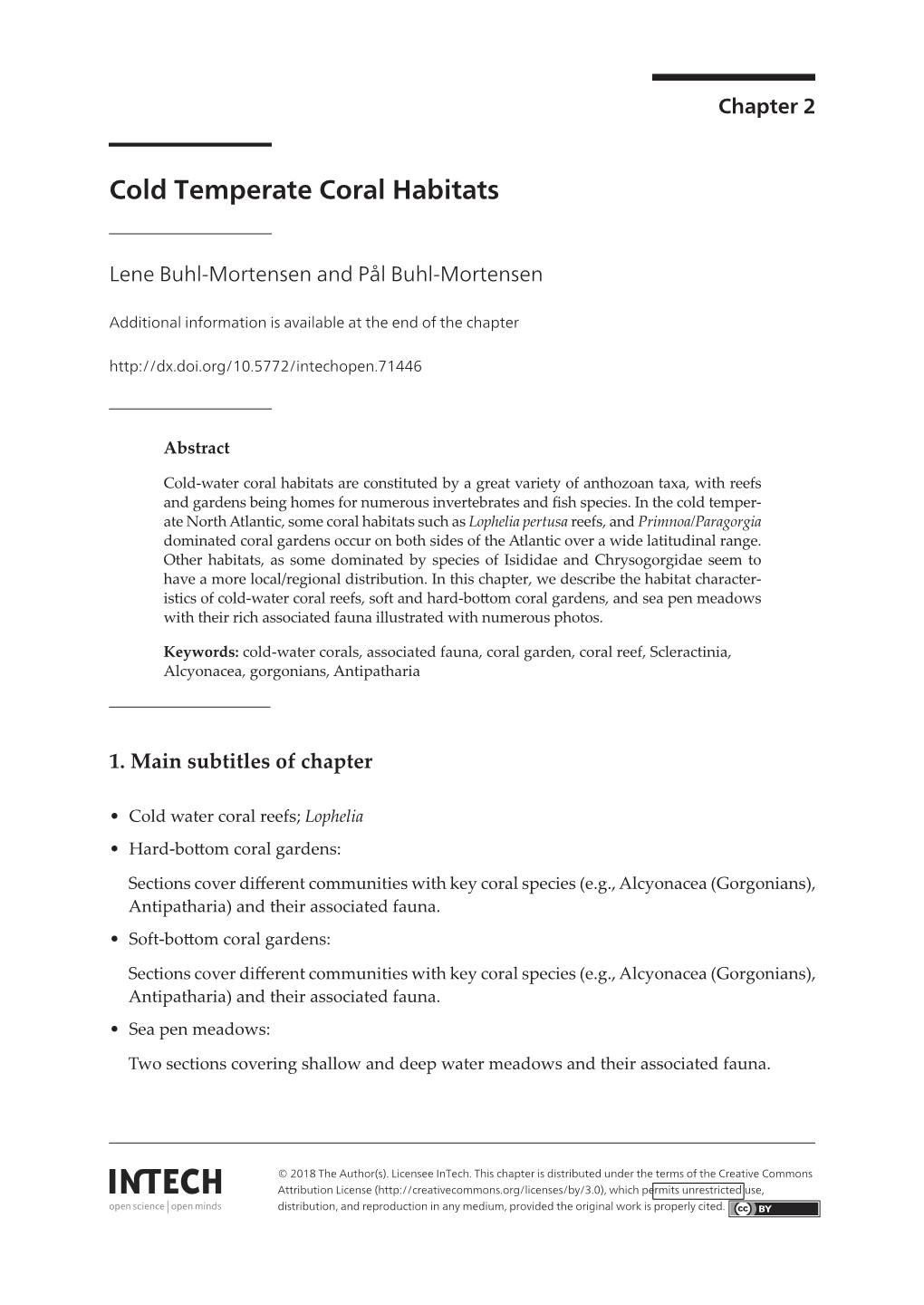 Cold Temperate Coral Habitats