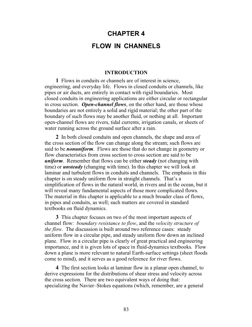 Chapter 4 Flow in Channels