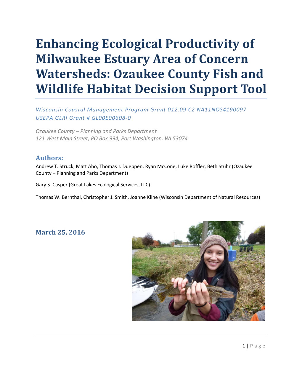 Ozaukee County Fish and Wildlife Habitat Decision Support Tool