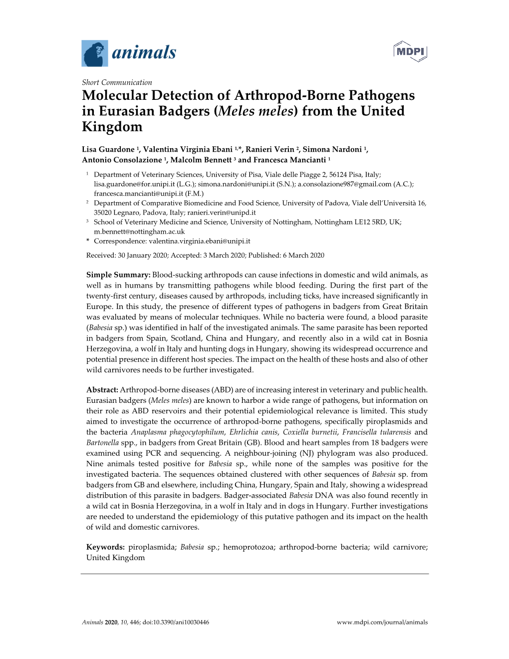 Molecular Detection of Arthropod-Borne Pathogens