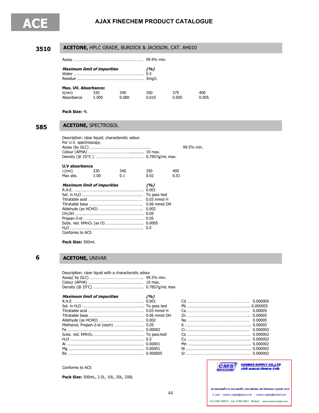 Ajax Finechem Product Catalogue 3510 585 6