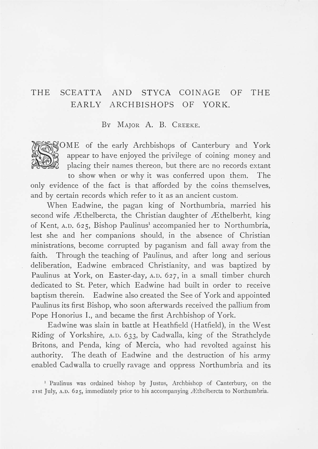 The Sceatta and Styca Coinage of the Early Archbishops of York