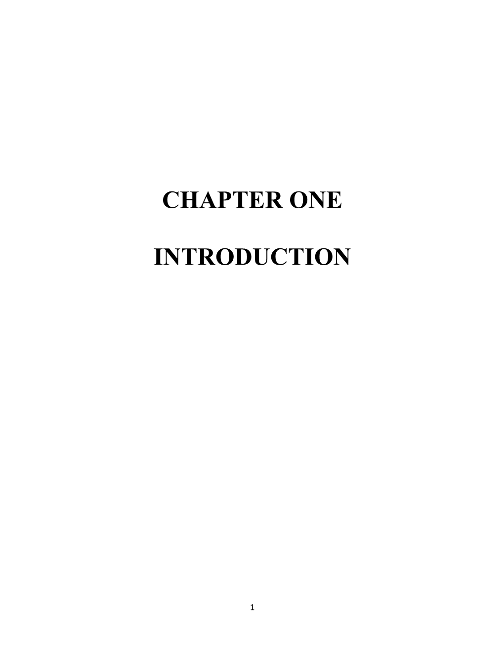 Chapter One Introduction