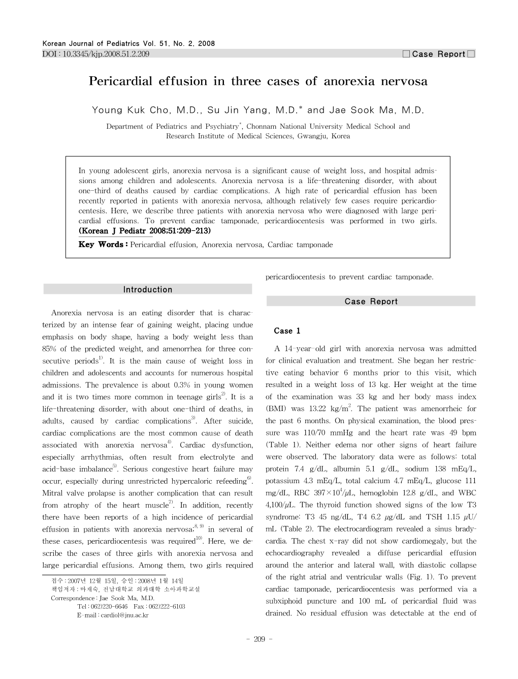 Pericardial Effusion in Three Cases of Anorexia Nervosa