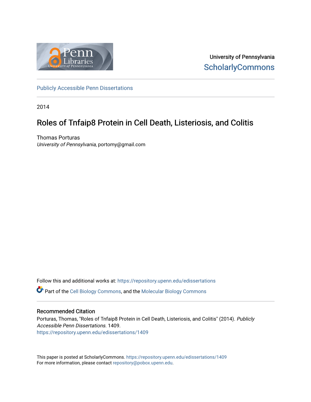 Roles of Tnfaip8 Protein in Cell Death, Listeriosis, and Colitis