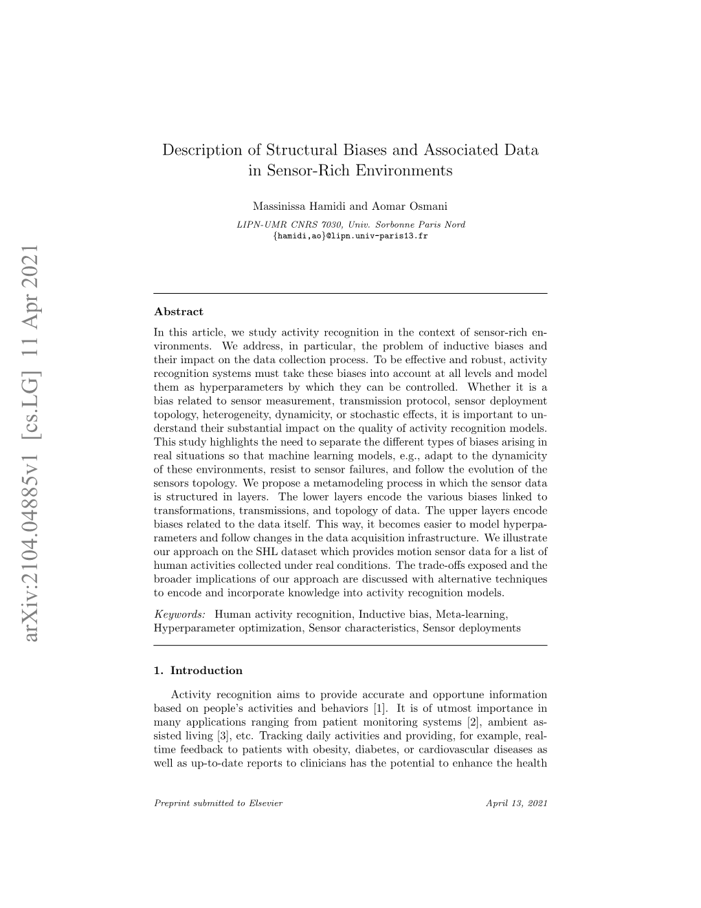 Description of Structural Biases and Associated Data in Sensor-Rich Environments