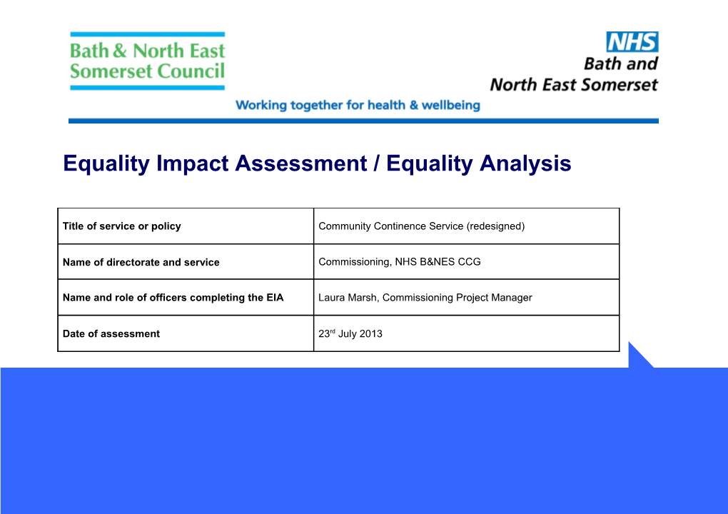 Equality Impact Assessment / Equality Analysis