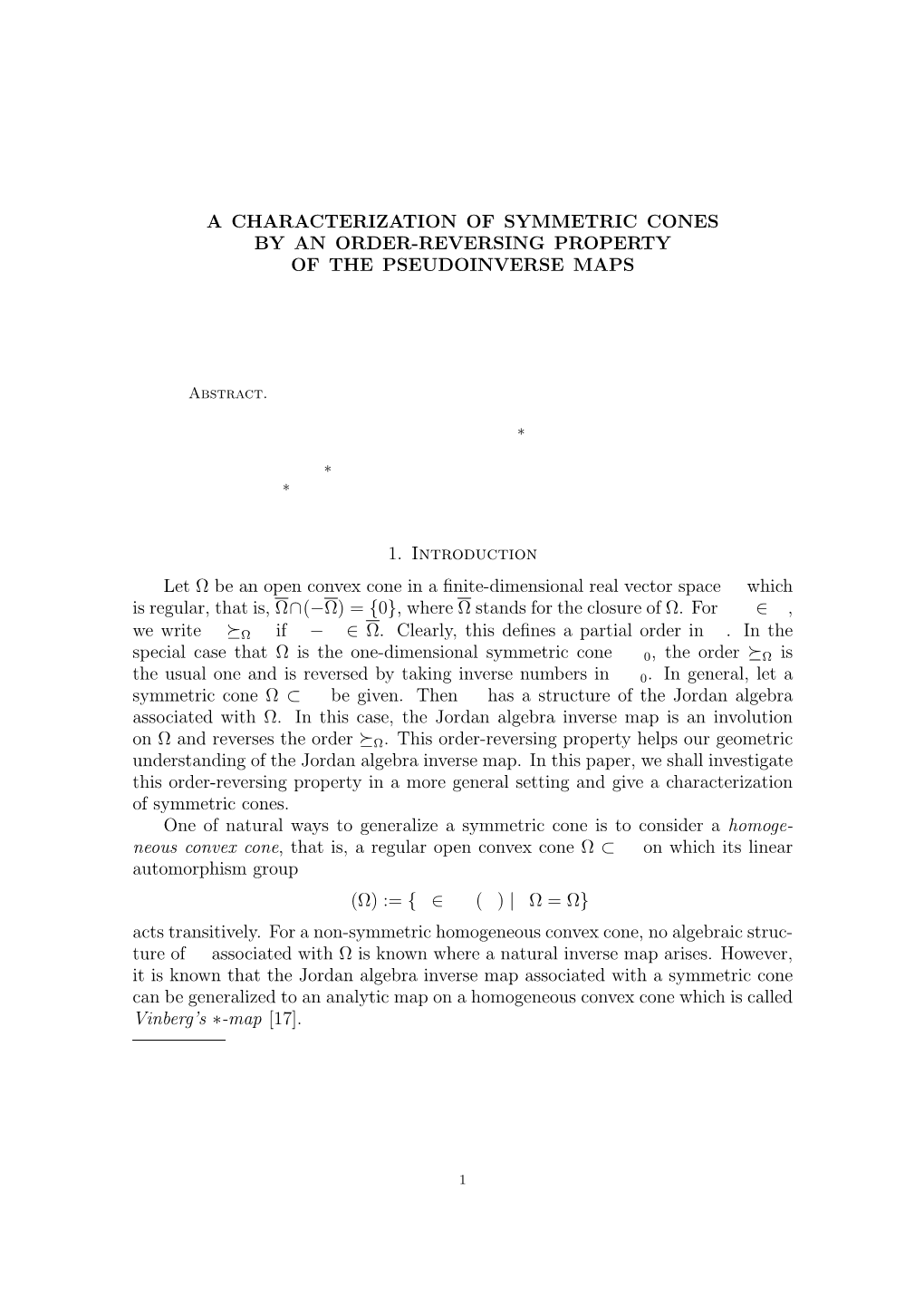 A Characterization of Symmetric Cones by an Order-Reversing Property of the Pseudoinverse Maps