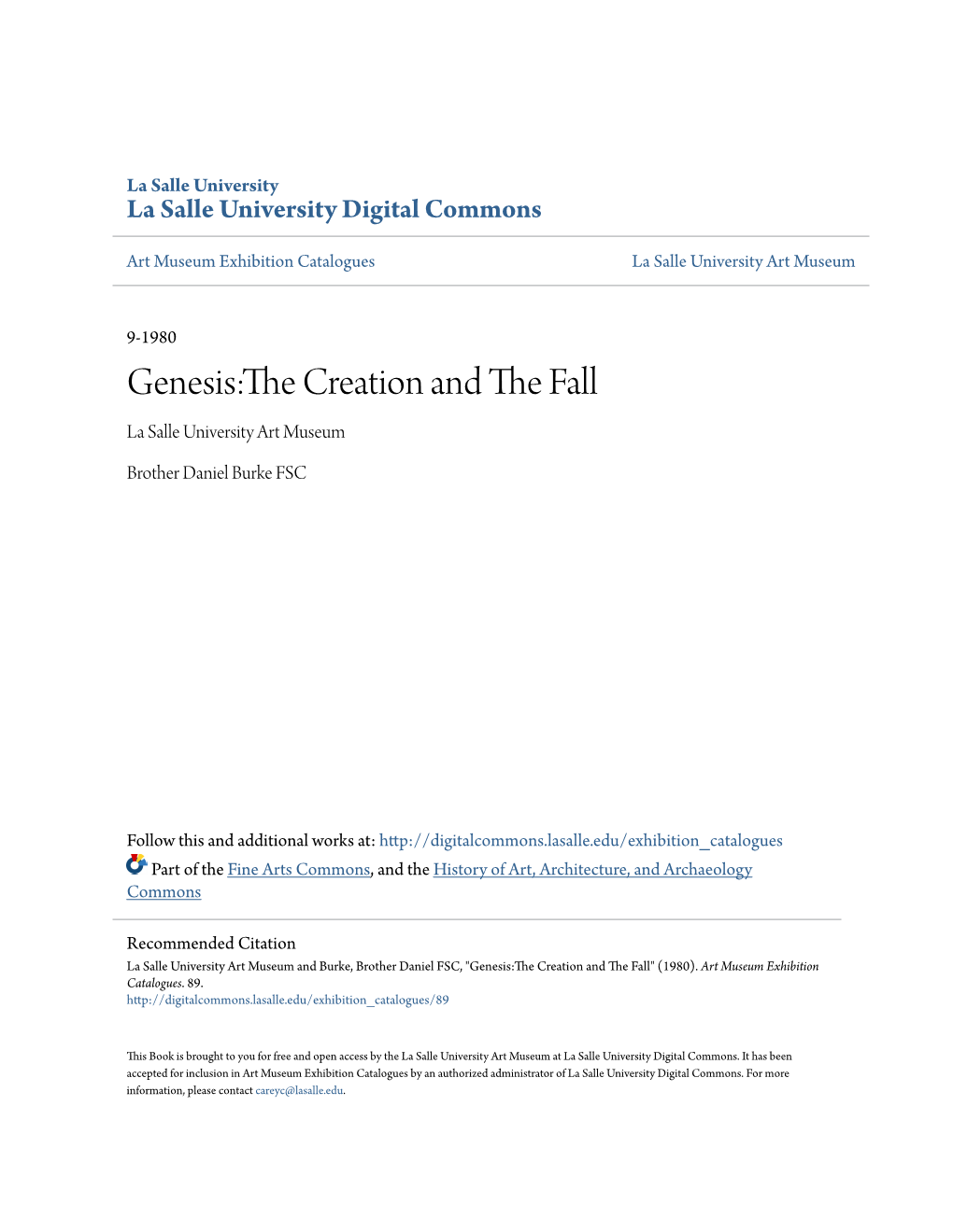 Genesis:The Creation and the Fall