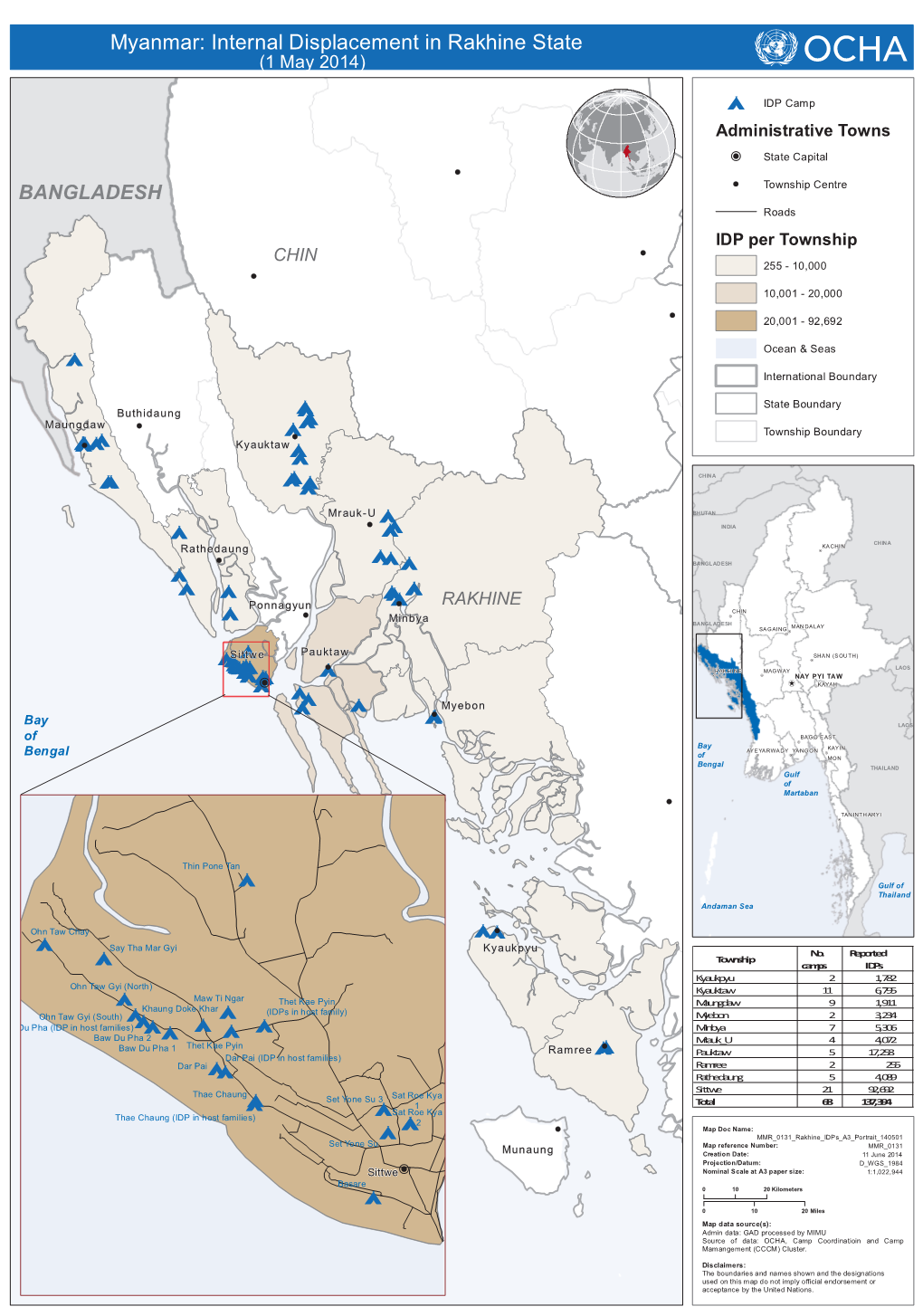 Internal Displacement in Rakhine State (1 May 2014)