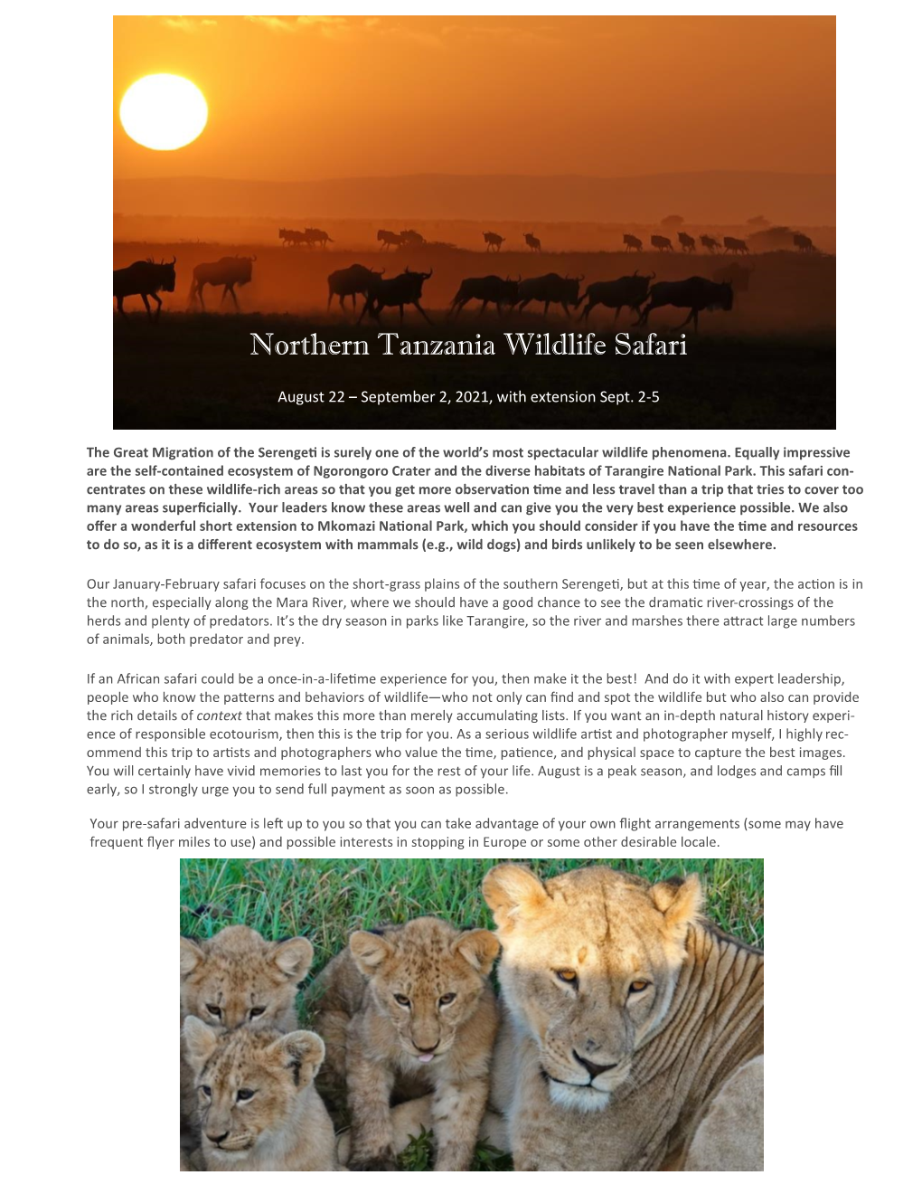 Northern Tanzania Wildlife Safari