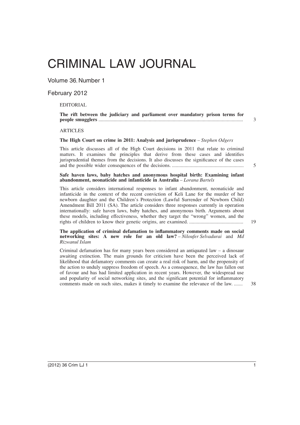 Criminal Law Journal