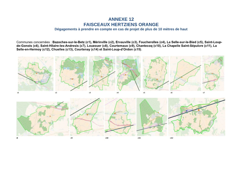 ANNEXE 12 FAISCEAUX HERTZIENS ORANGE Dégagements À Prendre En Compte En Cas De Projet De Plus De 10 Mètres De Haut