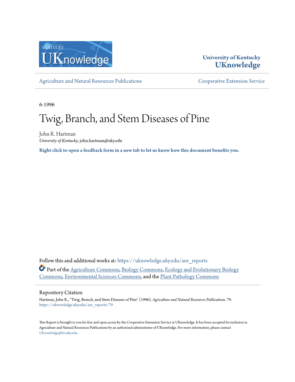 Twig, Branch, and Stem Diseases of Pine John R