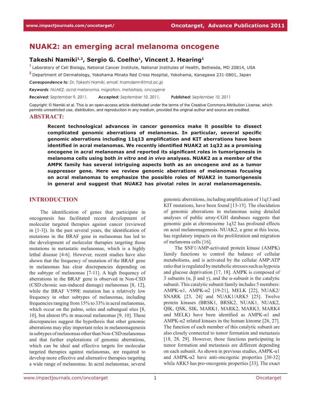 An Emerging Acral Melanoma Oncogene