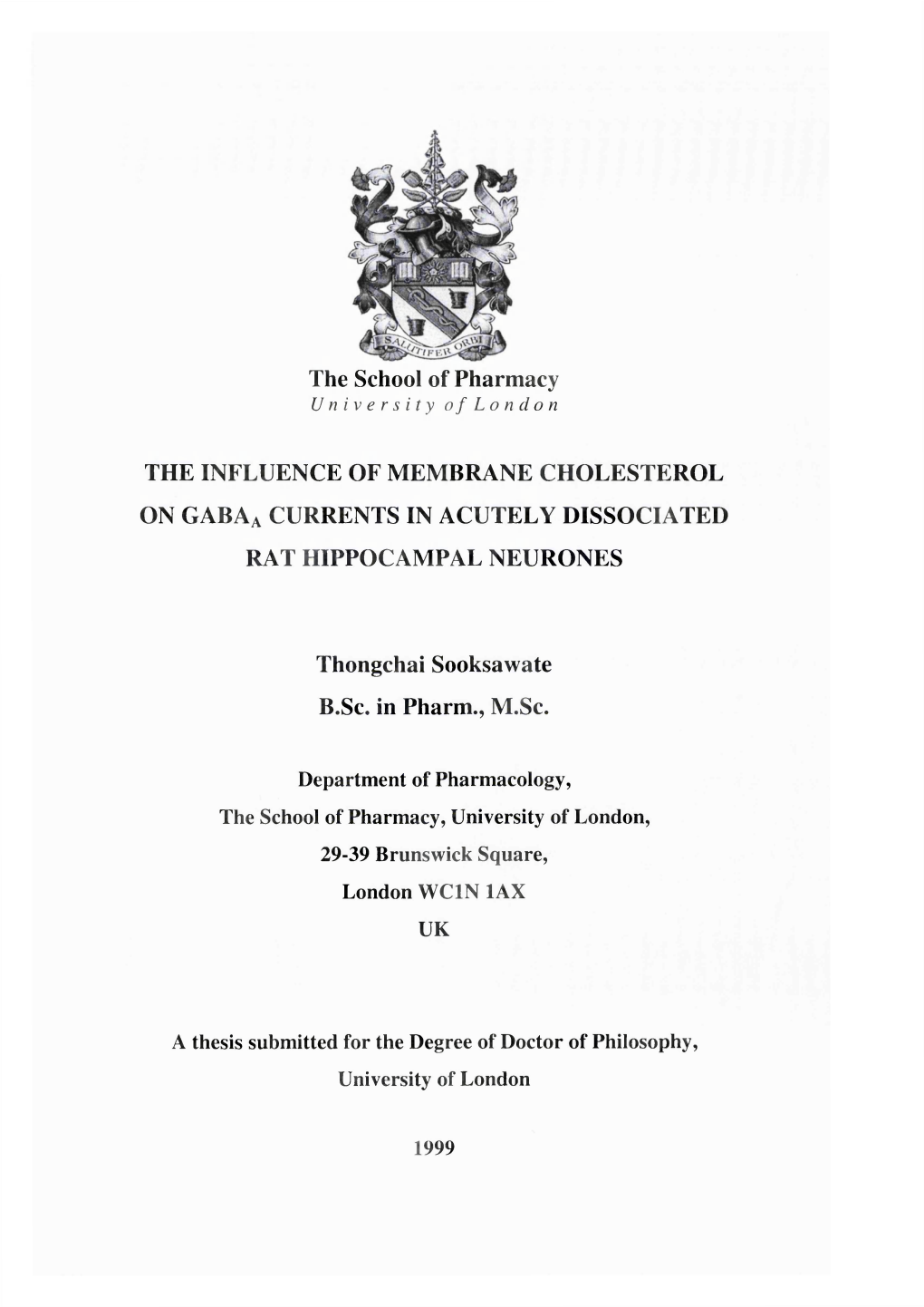 The Influence of Membrane Cholesterol on GABAA Currents in A