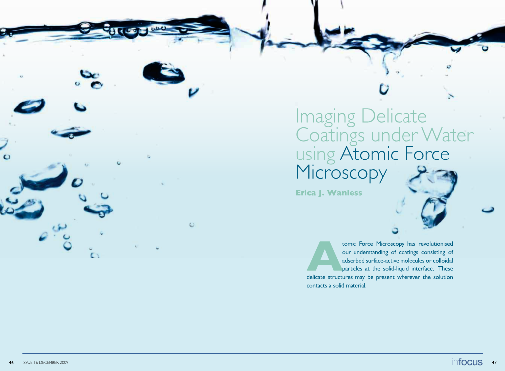 Imaging Delicate Coatings Under Water Using Atomic Force Microscopy Erica J