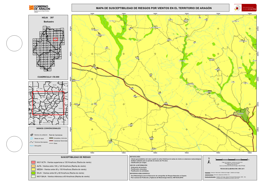 Mapa De Susceptibilidad De Riesgos Por Vientos En El Territorio De Aragón