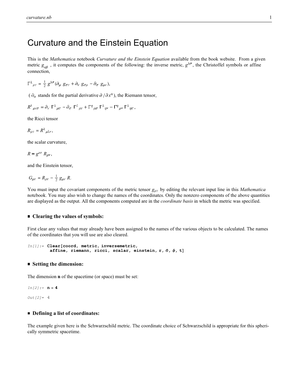 Curvature and the Einstein Equation