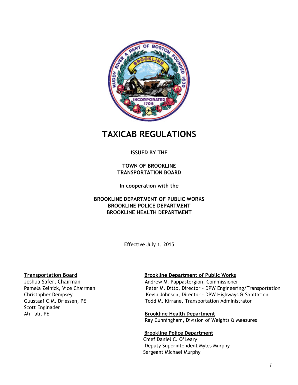 Taxicab Regulations