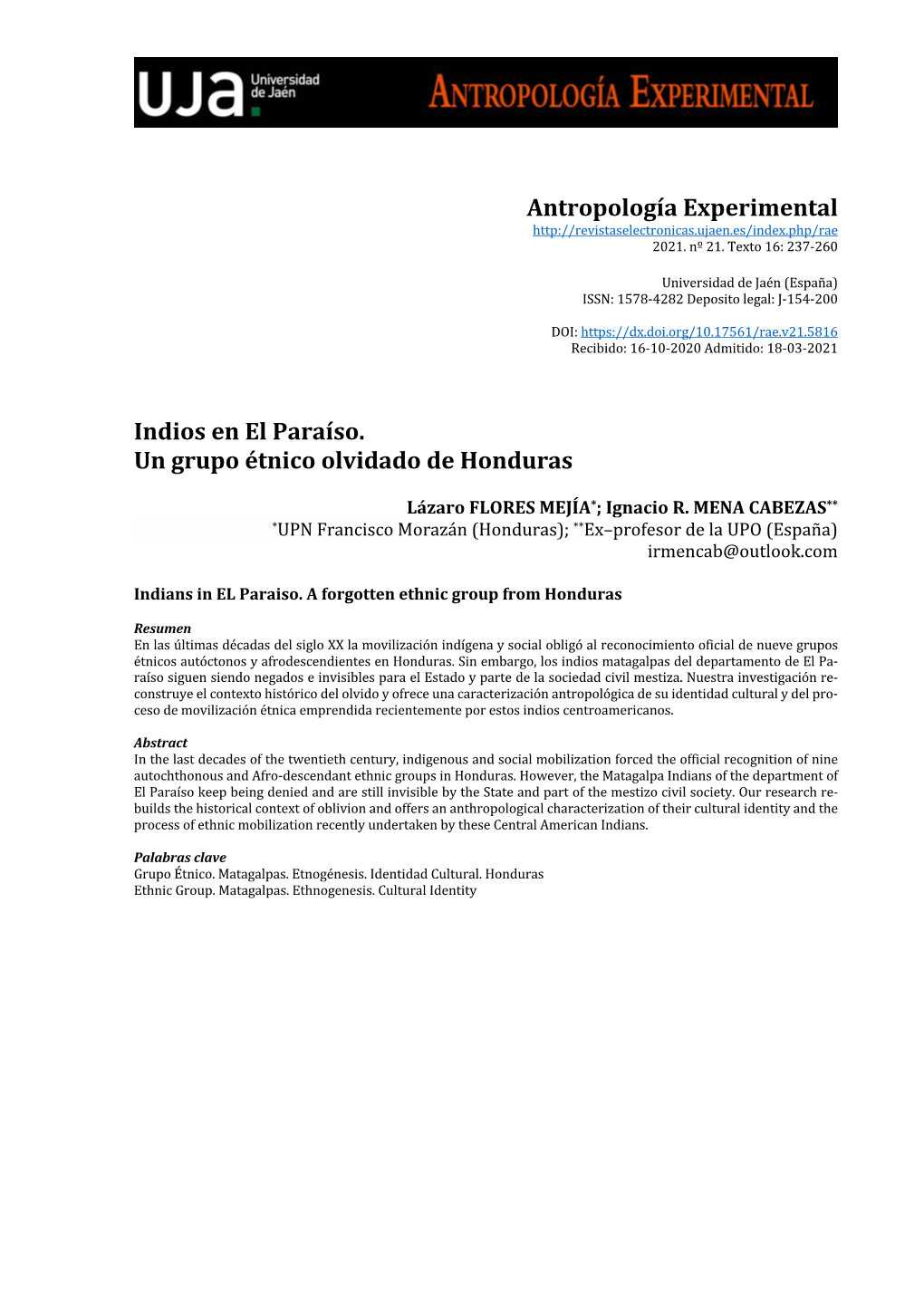 Antropología Experimental Indios En El Paraíso. Un Grupo Étnico