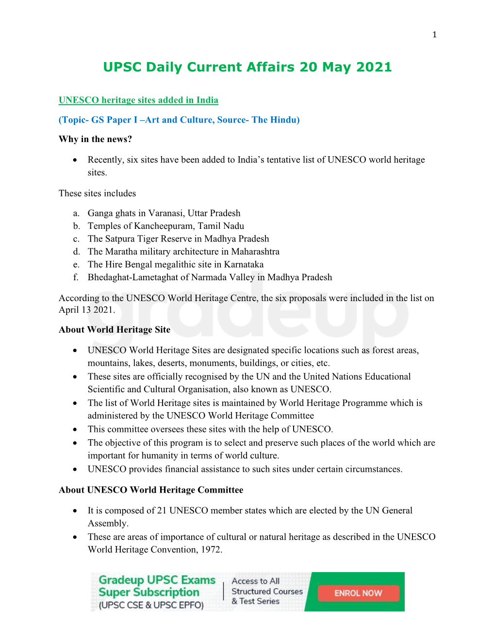 UPSC Daily Current Affairs 20 May 2021