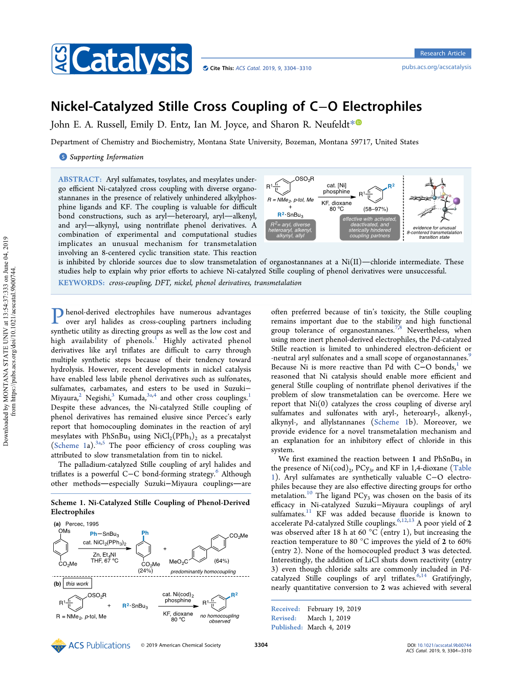 Nickel-Catalyzed Stille Cross Coupling of C–O Electrophiles