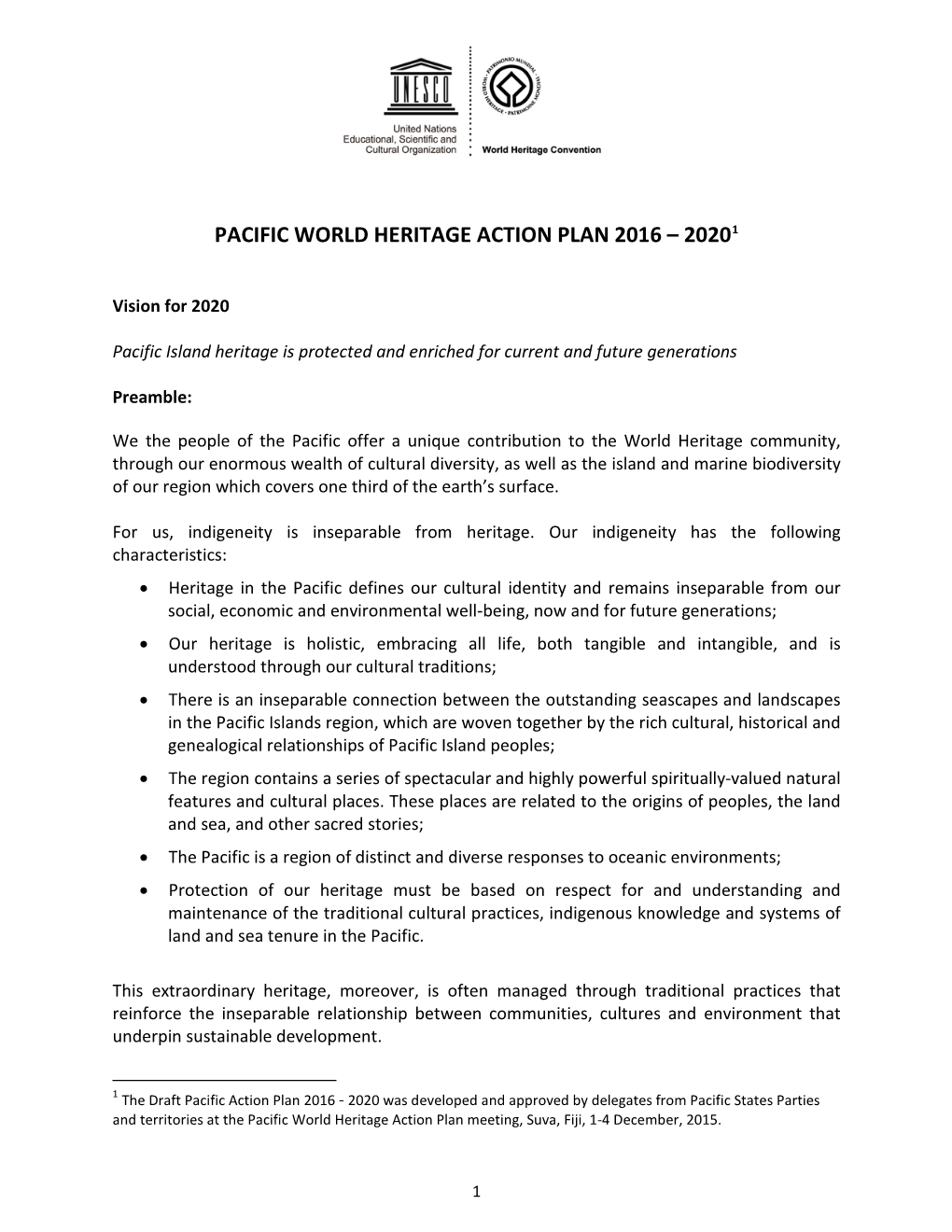 Pacific World Heritage Action Plan 2016 – 20201