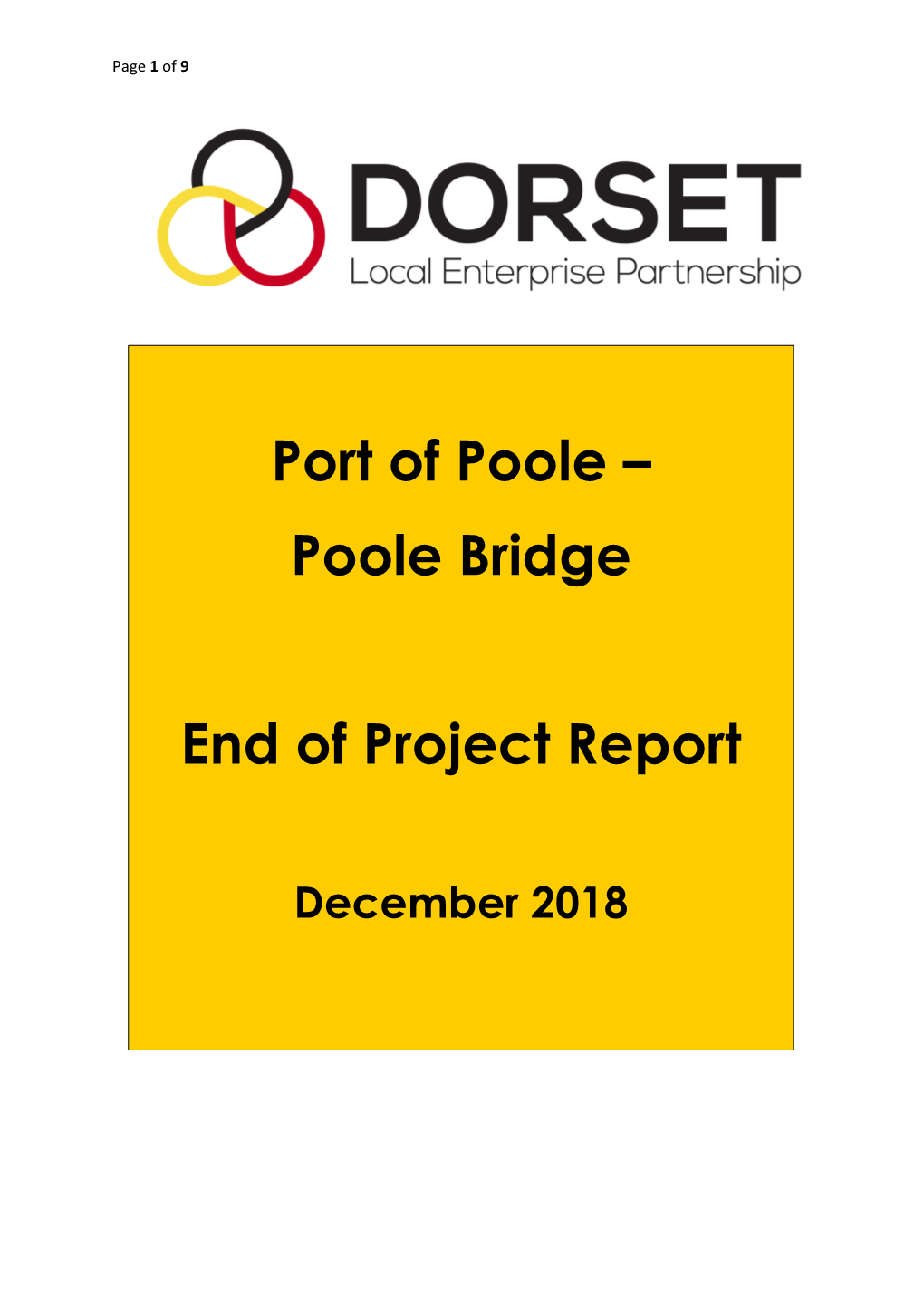 Poole Bridge End of Project Report