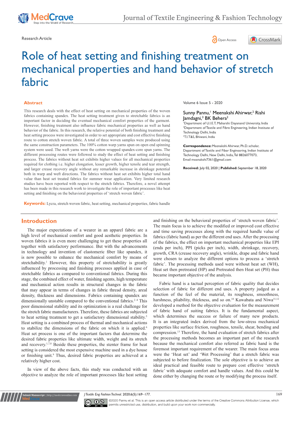 Role of Heat Setting and Finishing Treatment on Mechanical Properties and Hand Behavior of Stretch Fabric