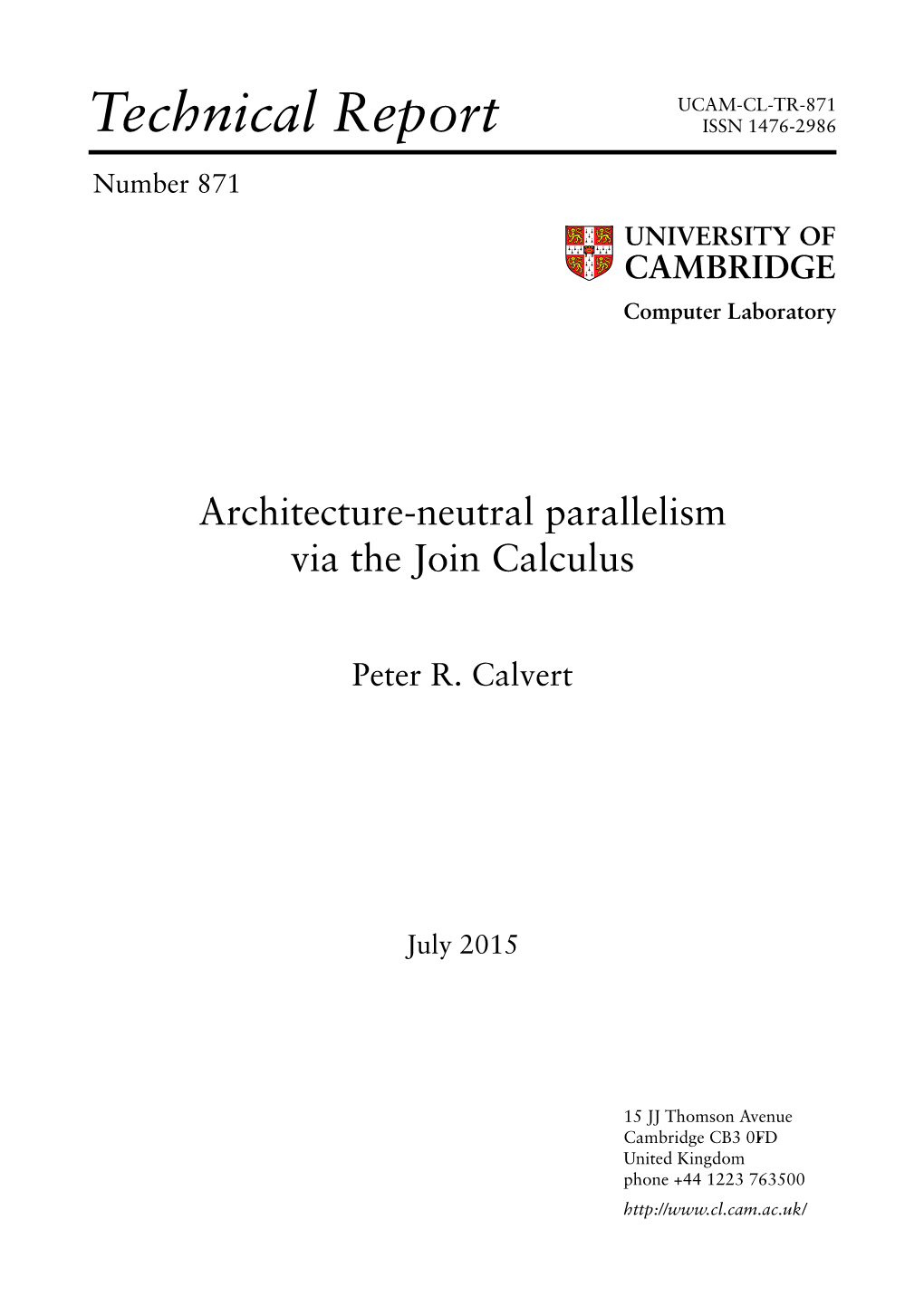 Architecture-Neutral Parallelism Via the Join Calculus