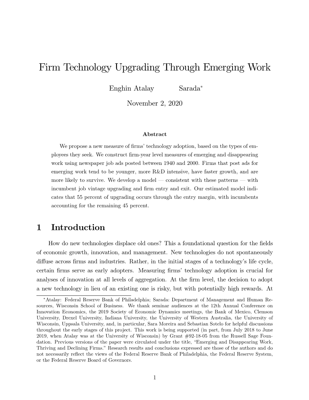 Firm Technology Upgrading Through Emerging Work