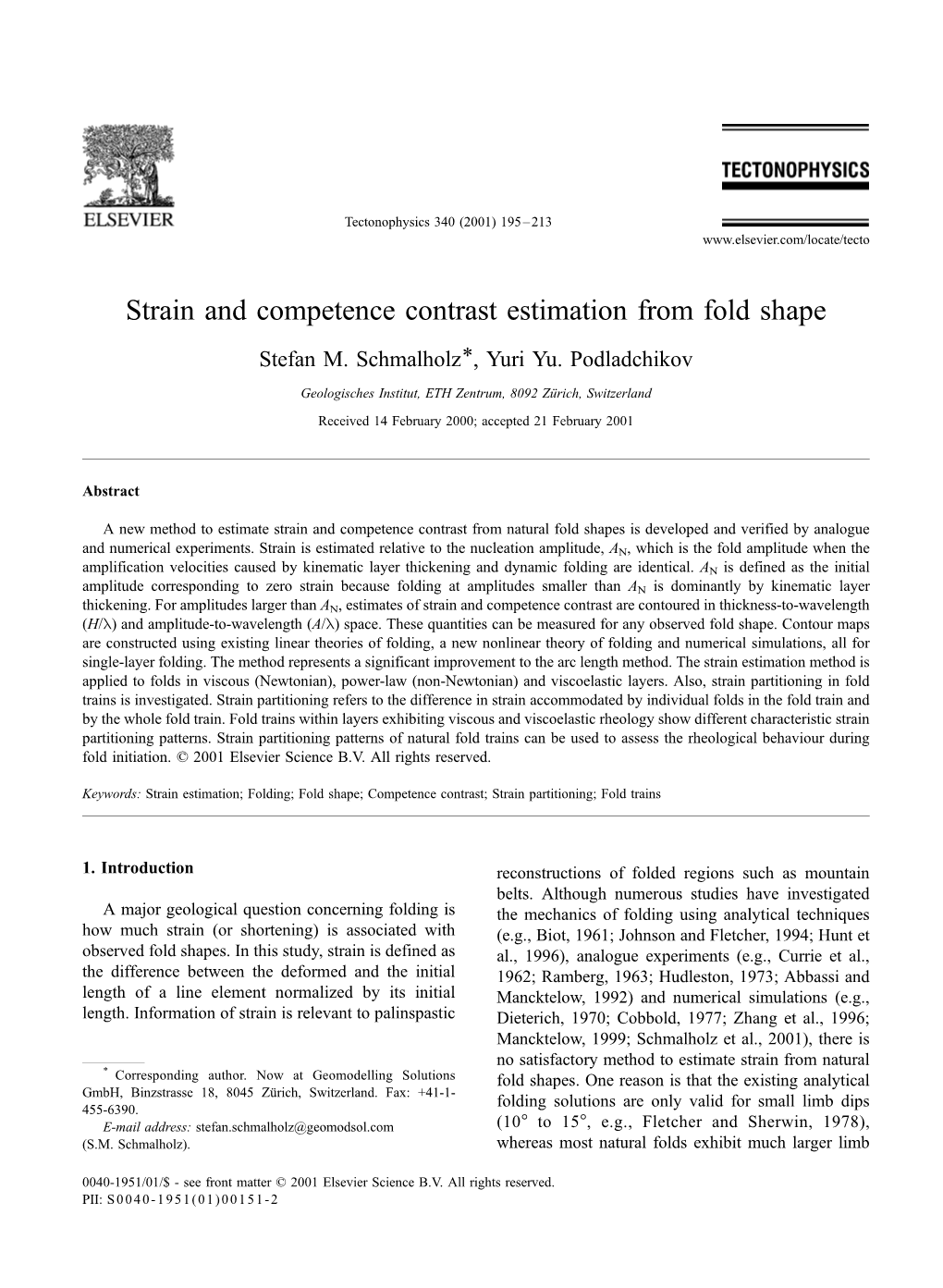 Strain and Competence Contrast Estimation from Fold Shape