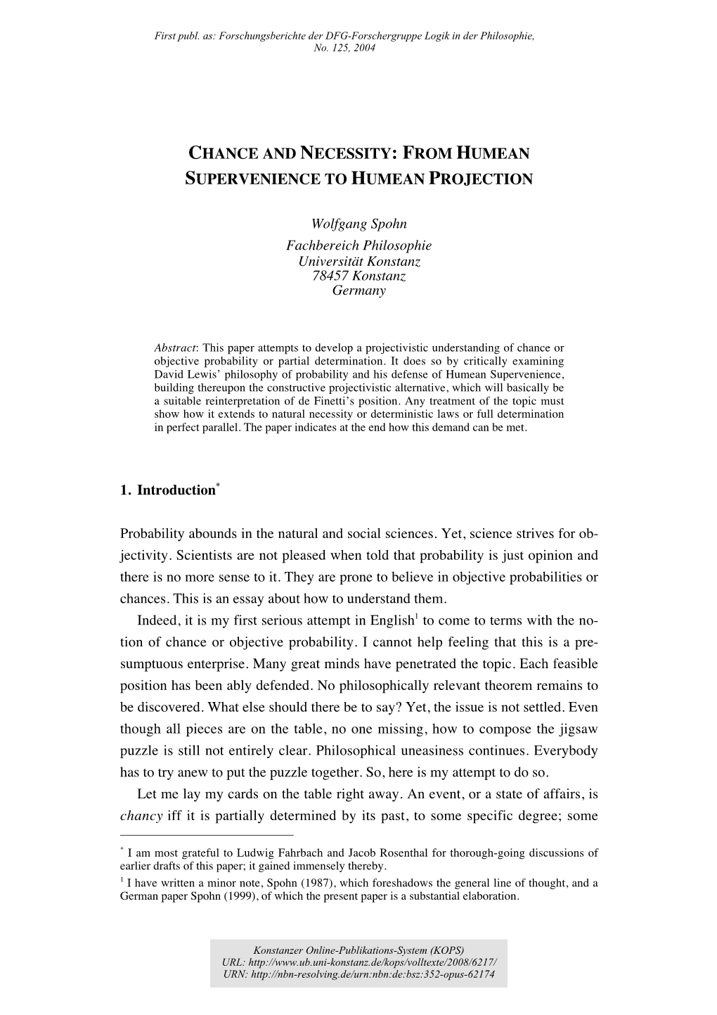 Chance and Necessity : from Humean Supervenience to Humean Projection