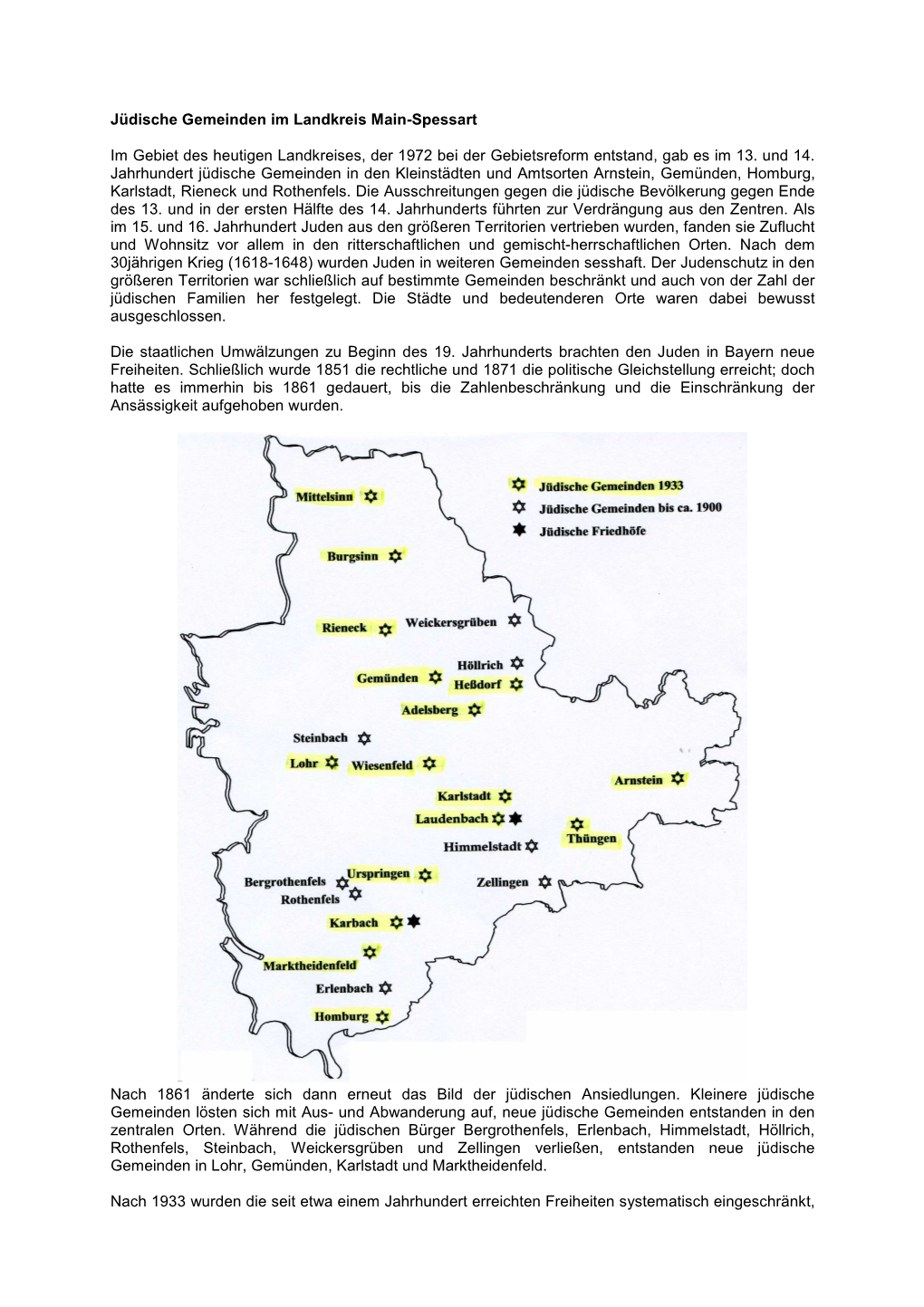 Jüdische Gemeinden Im Landkreis Main-Spessart