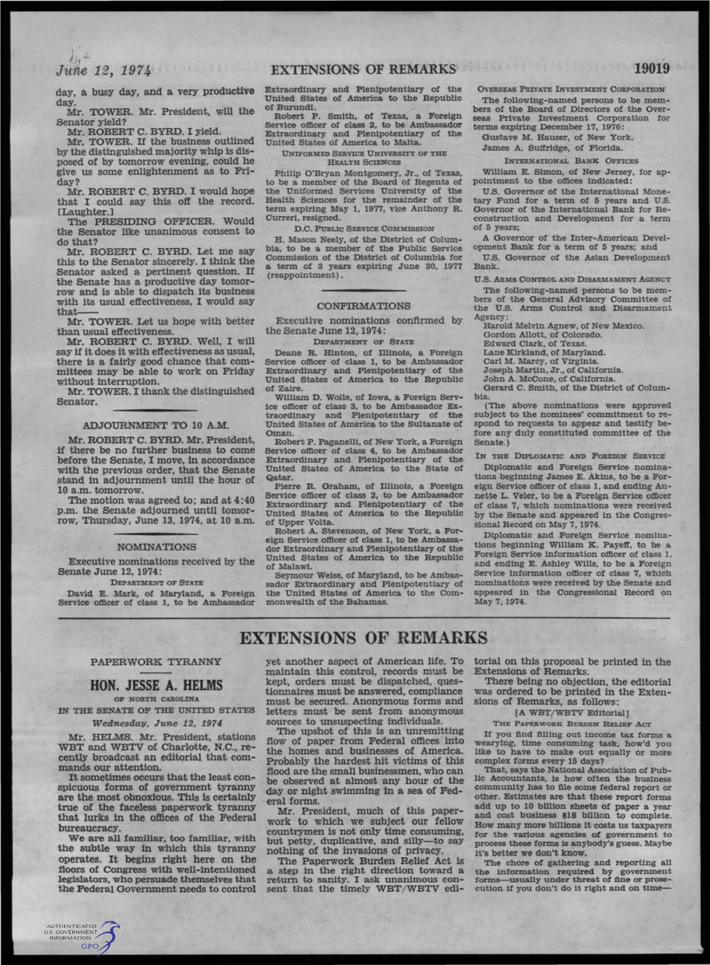 EXTENSIONS of REMARKS 19019 Day, a Busy Day, and a Very Productive Extraordinary and Plenipotentiary of the OVERSEAS PRIVATE INVESTMENT CORPORATION Day