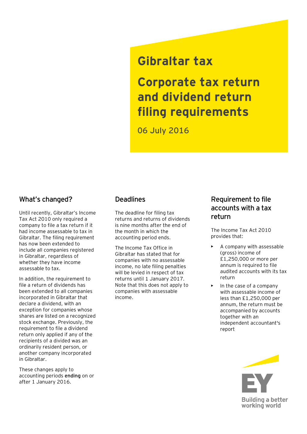 Corporate Tax Return and Dividend Return Filing Requirements