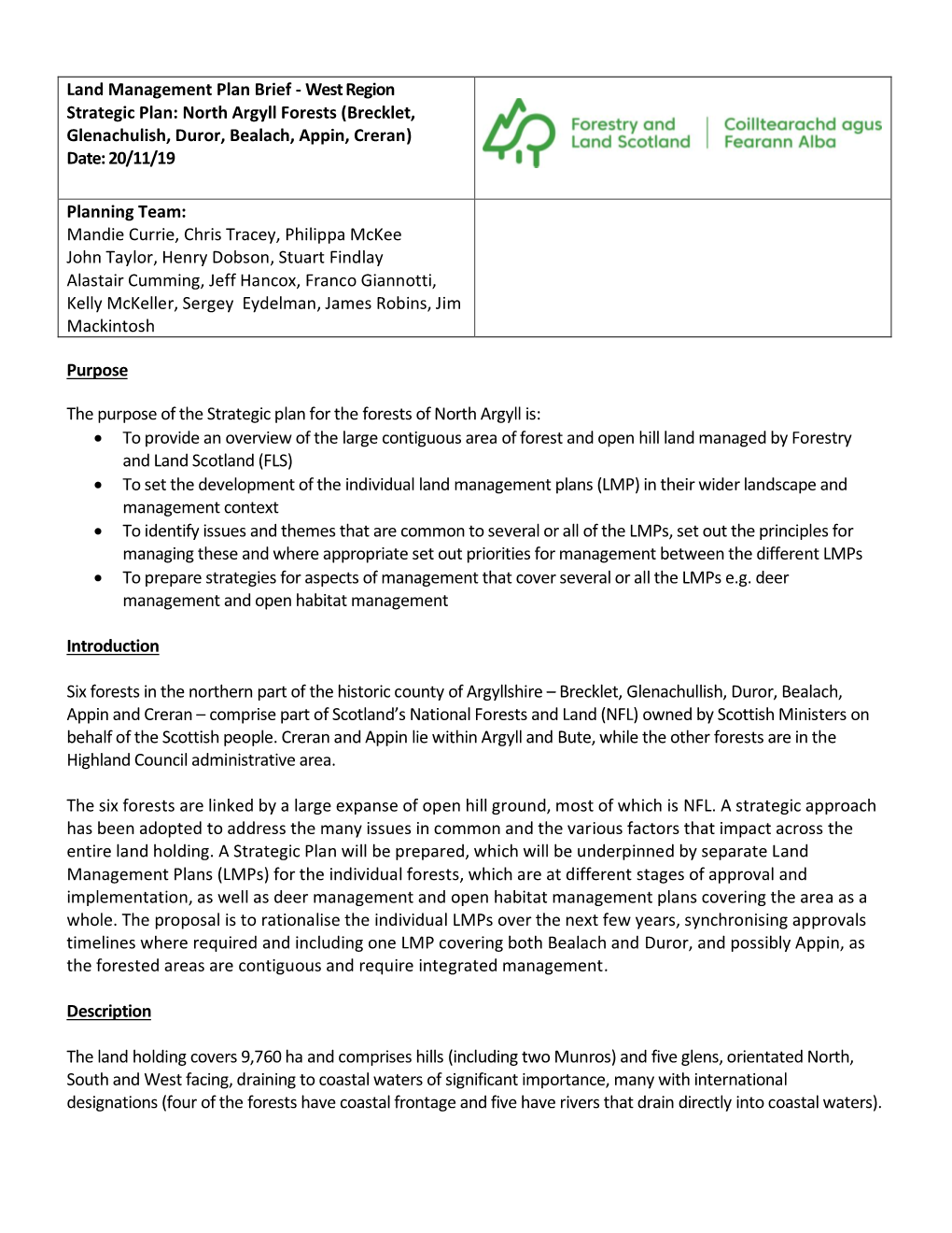 Strategic Plan North Argyll Forests