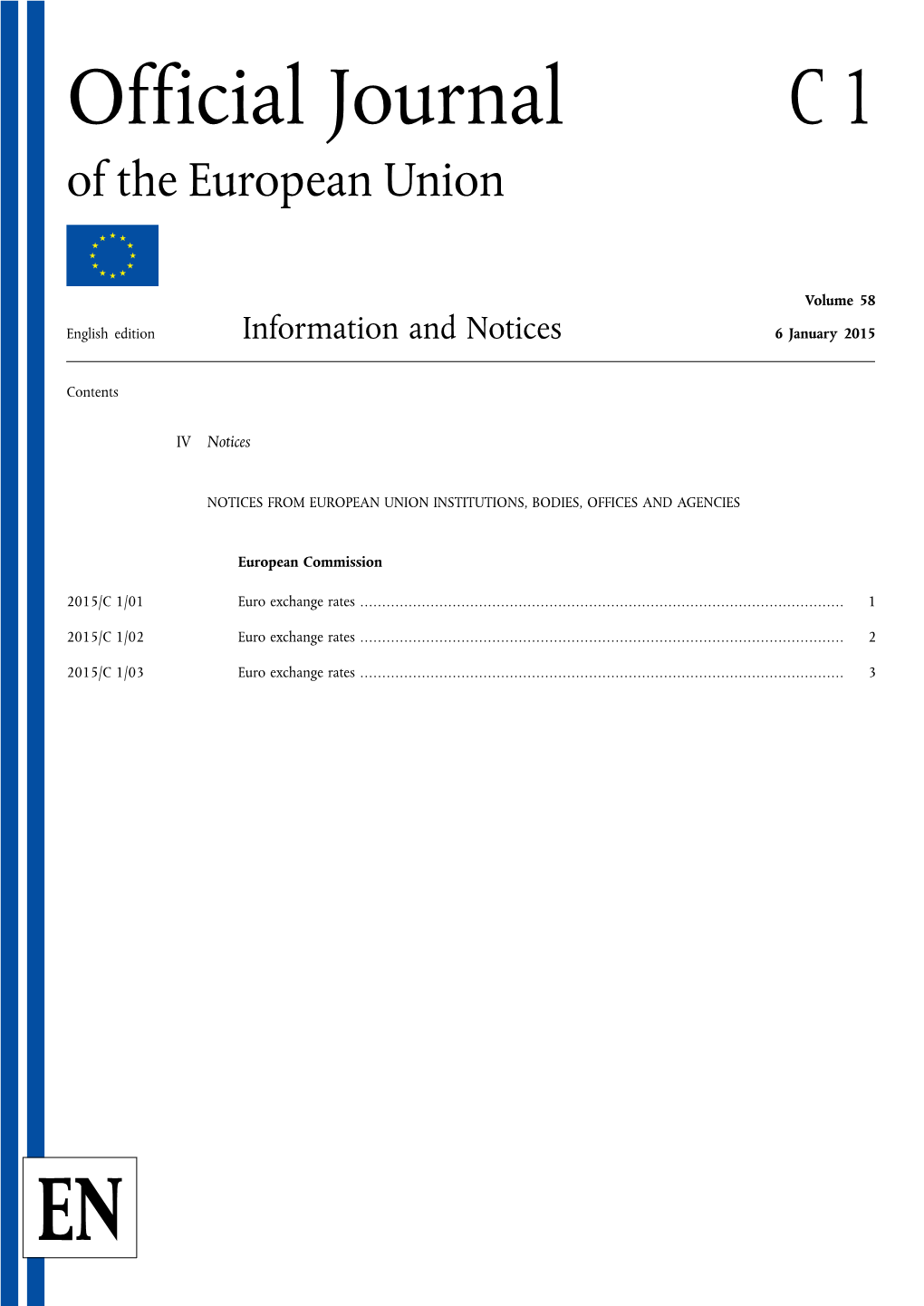 Official Journal C 1 of the European Union