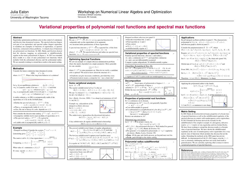Variational Properties of Polynomial Root Functions and Spectral Max Functions