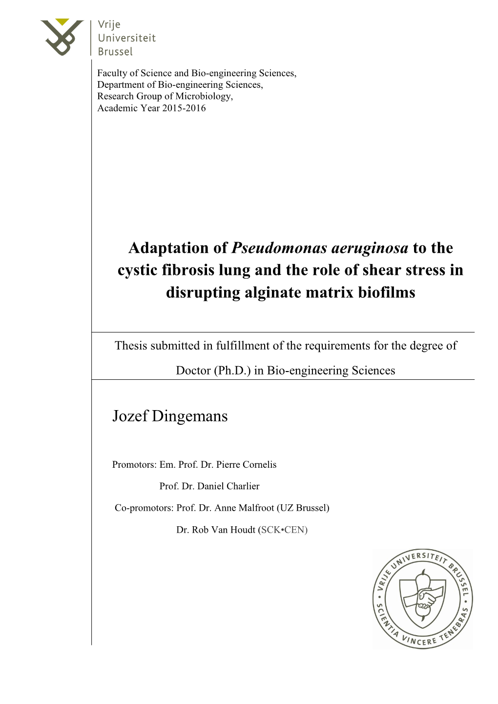 Adaptation of Pseudomonas Aeruginosa to the Cystic Fibrosis Lung and the Role of Shear Stress in Disrupting Alginate Matrix Biofilms