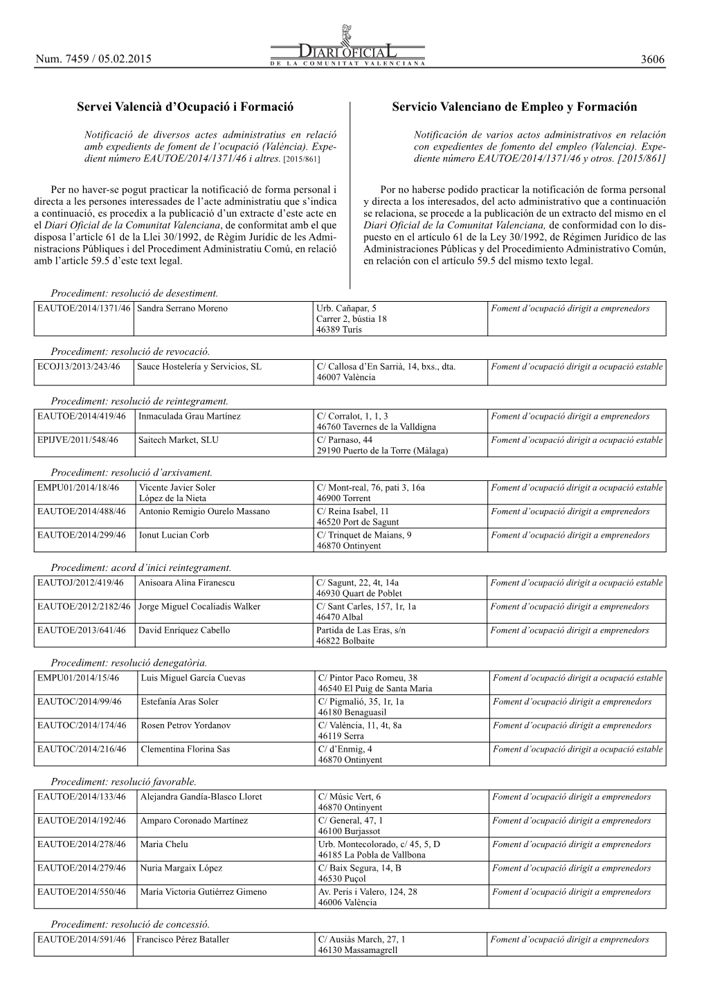 Servei Valencià D'ocupació I Formació Servicio Valenciano De