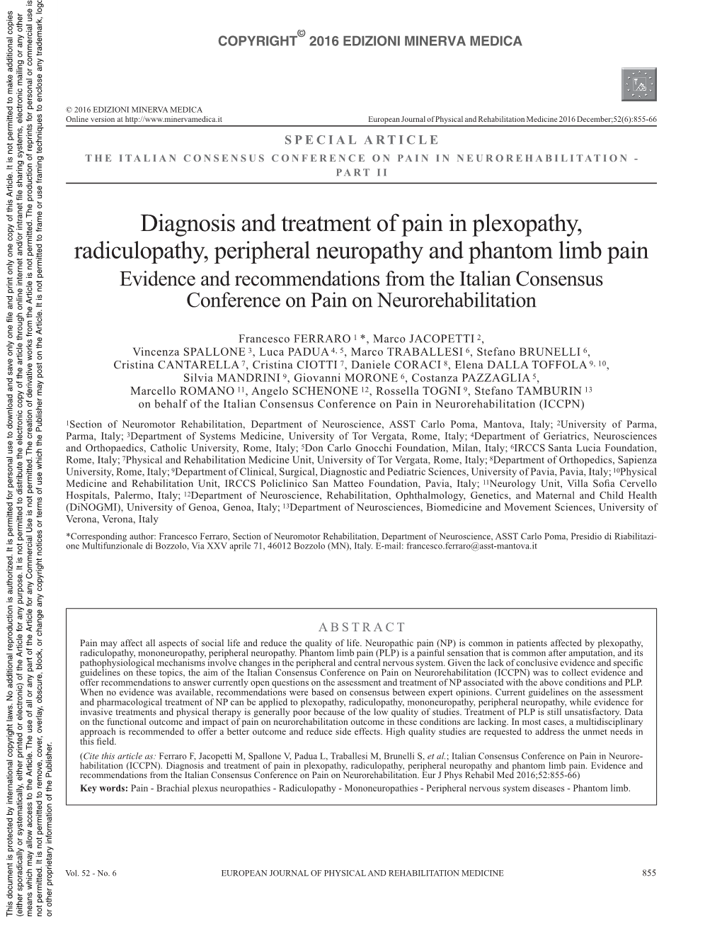 Diagnosis and Treatment of Pain in Plexopathy, Radiculopathy