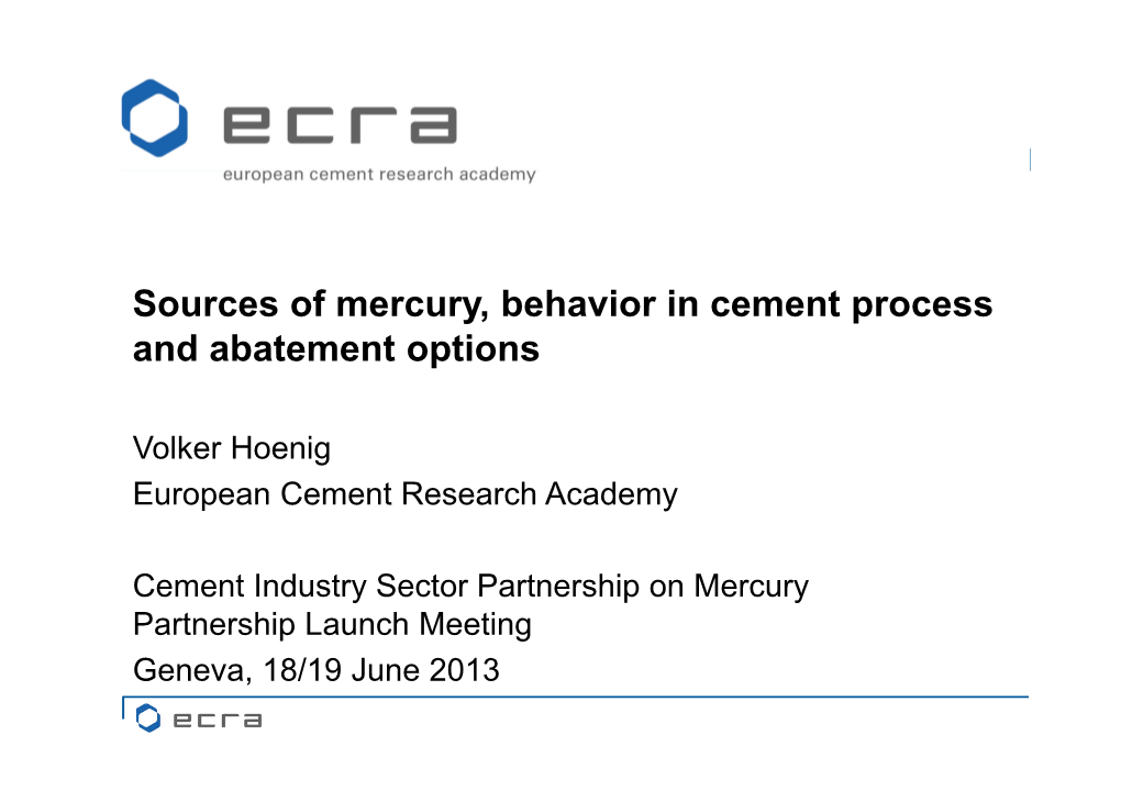 Sources of Mercury, Behavior in Cement Process and Abatement Options