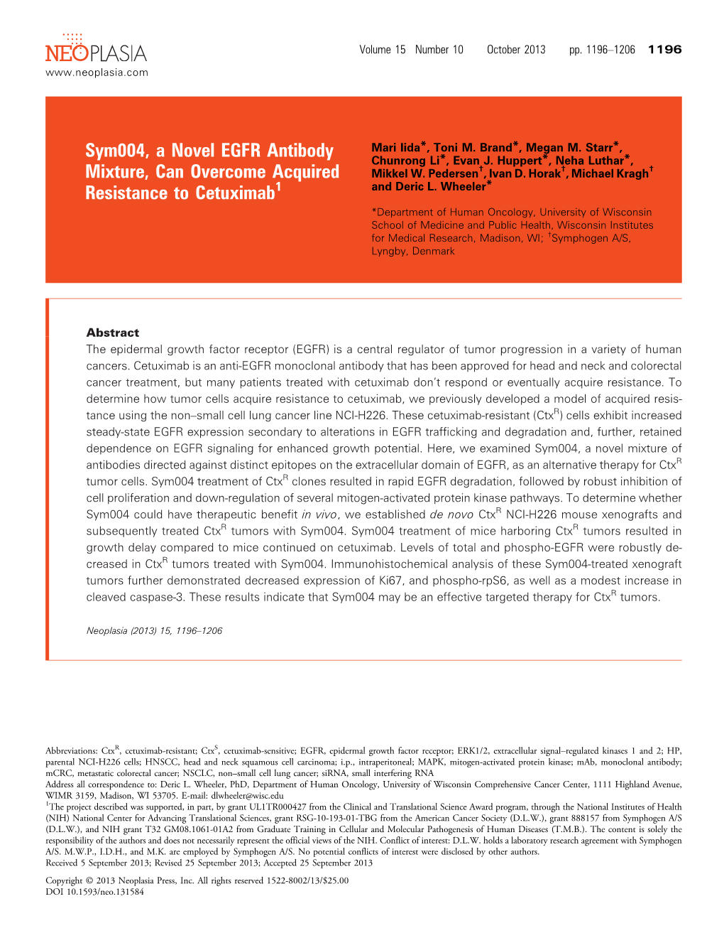 Sym004, a Novel EGFR Antibody Mixture, Can Overcome Acquired